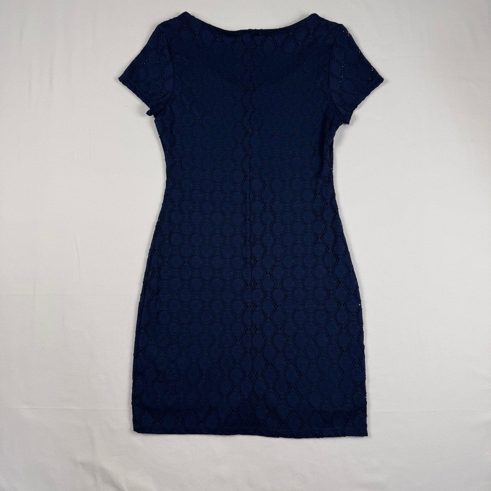Isaac Mizrahi Lace Sheath Dress Womens Medium Navy Blue Short Sleeve - Picture 9 of 11